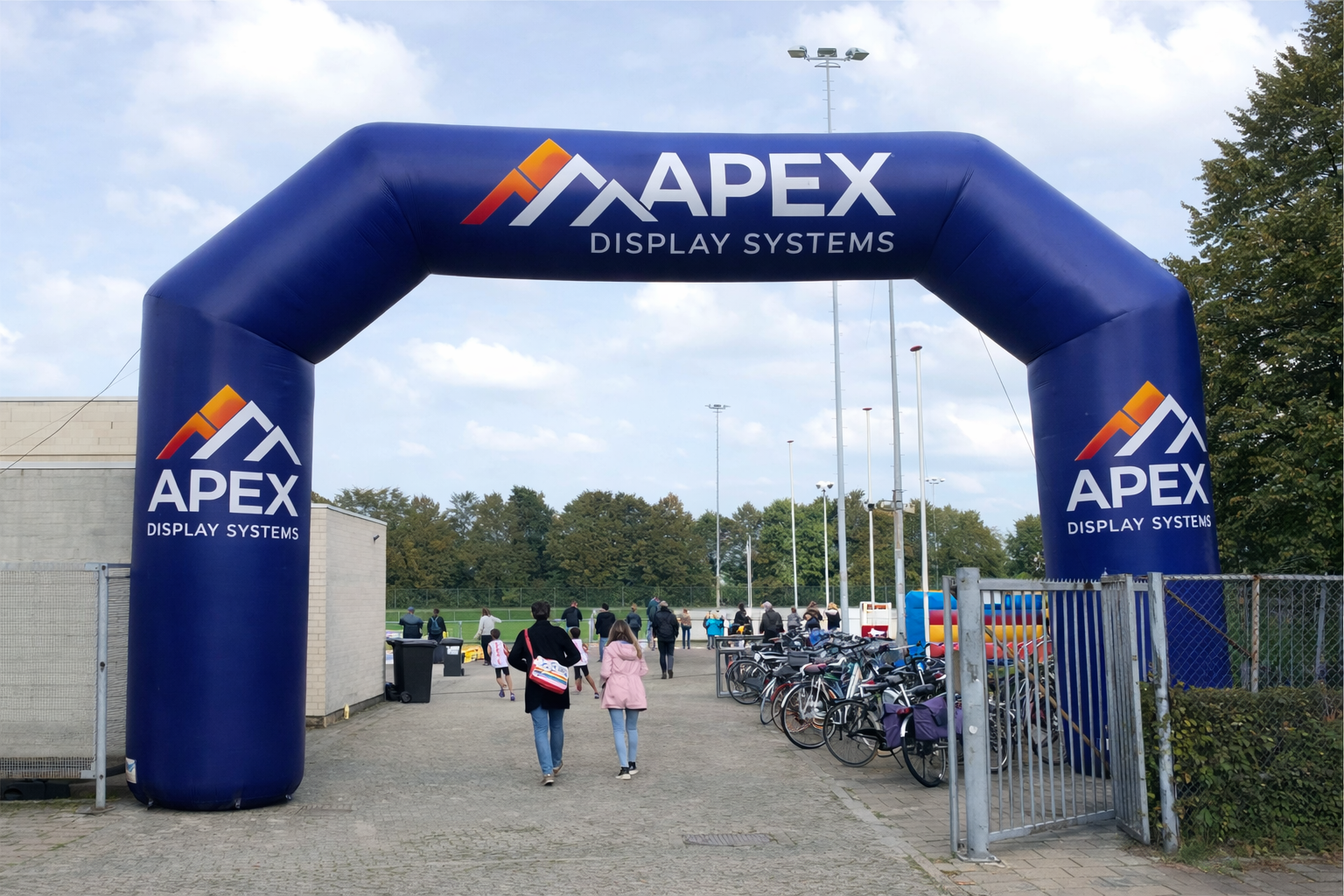 inflatable arch (angled) complete printed with blower, weights and carry bag inflatable arch (angled) complete printed with blower, weights and carry bag